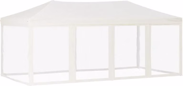 Tenda per Feste Pieghevole con Pareti Laterali Crema 3x6 m