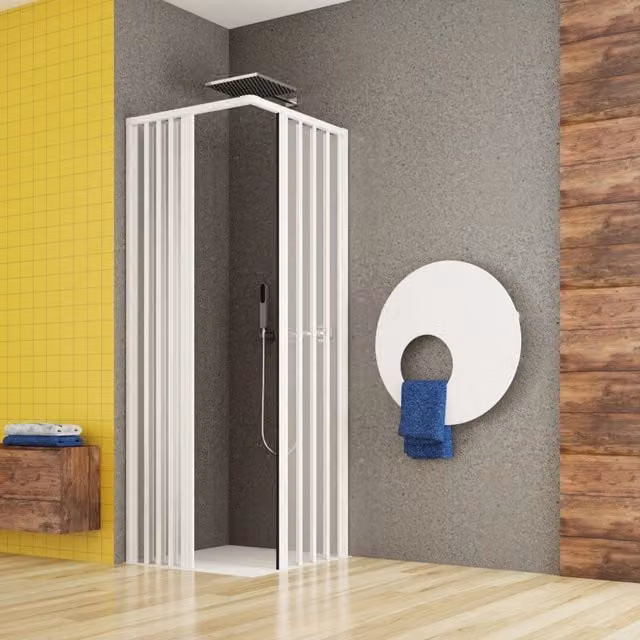 Box doccia due lati soffietto per disabili, ingresso centrale pvc bianco h185cm Platra Flety Bianco,70x170 cm