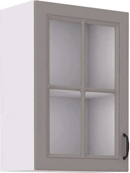 Armadietto superiore vetrato SOPHIA - larghezza 40 cm, grigio chiaro / bianco