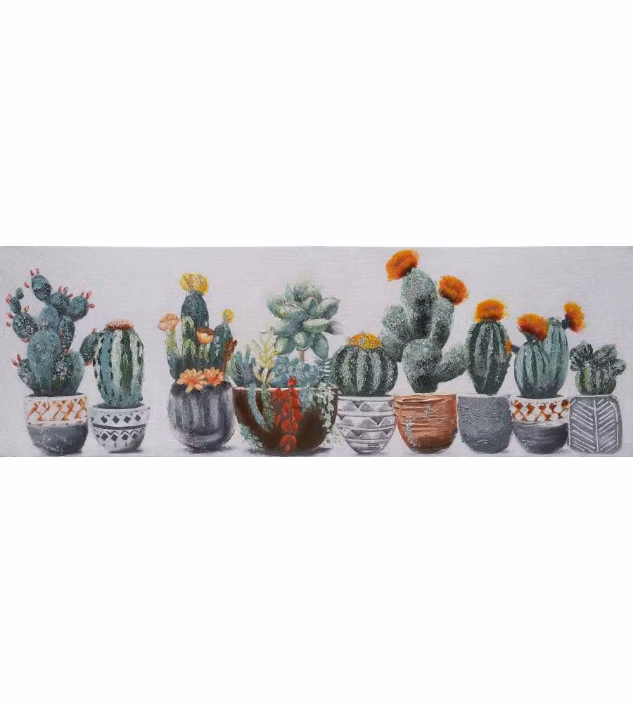 Quadro Dipinto su Tela 'Cactus' 30x90 cm - Stampa Artistica Verticale Certificata FSC