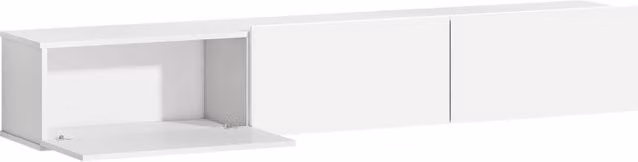 Mobile TV sospeso, a parete, con 3 cassetti, ampio spazio contenitivo, 180 cm, in truciolato, bianco
