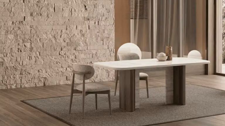 Tavolo da pranzo, 2 sedie da pranzo, poltrone imbottite, stile moderno