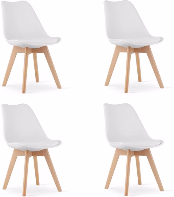 Sedie Valora RIKX bianche con cuscino e gambe in legno x4