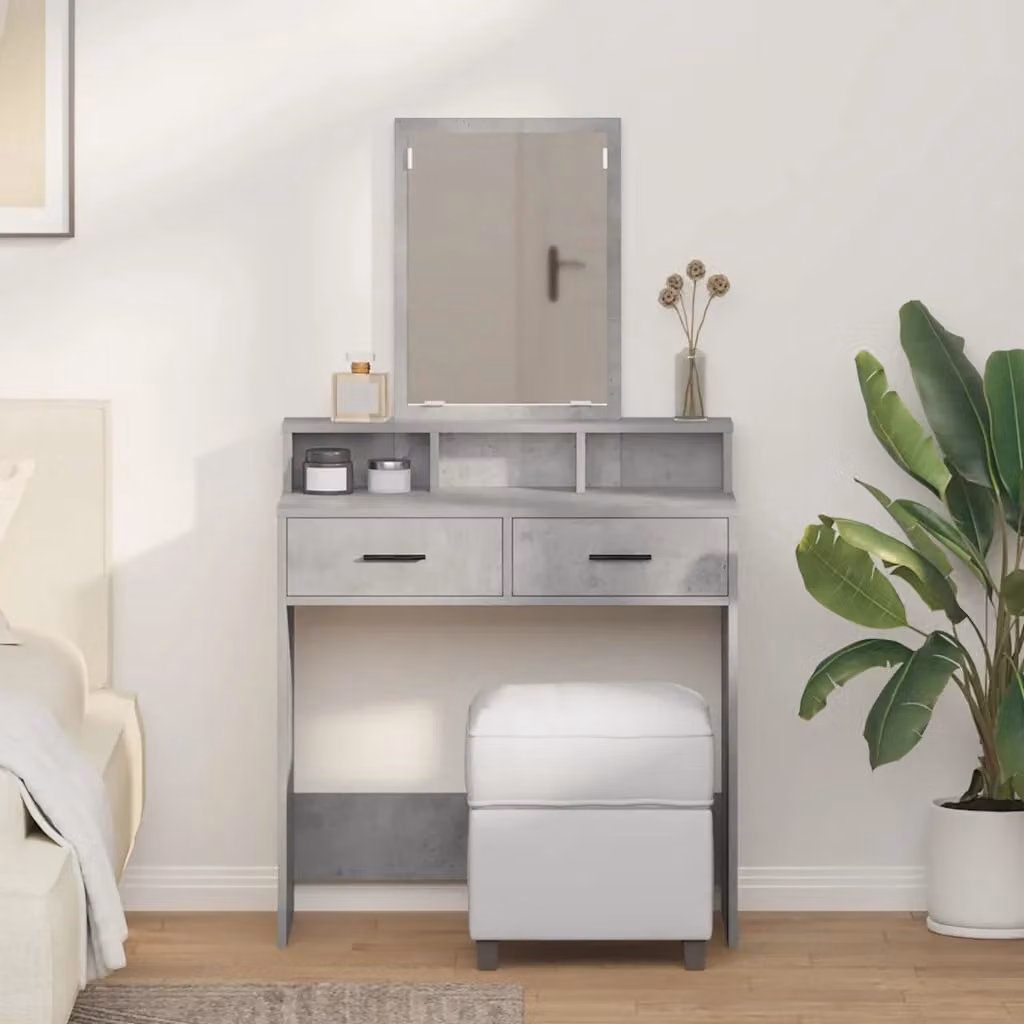 vidaXL Tavolo da Trucco Moderno Grigio L: 79 cm, P: 41 cm, H: 140 cm