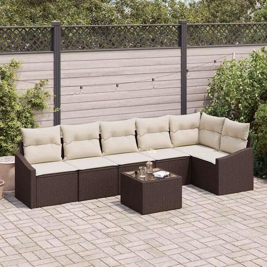 Maison Exclusive - Set di divani componibili, 7 pezzi, color marrone [Materiale sintetico]: rattan sintetico