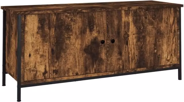 Mobile TV multimediale scaffale TV credenza mobile TV sala da pranzo soggiorno camera da letto con ante rovere affumicato 102 x 35 x 45 cm legno ingegnerizzato marrone 02_0026898