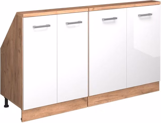 Set di mobili sottotetto Rion Bianco lucido/Rovere dorato Set di 2 Vicco