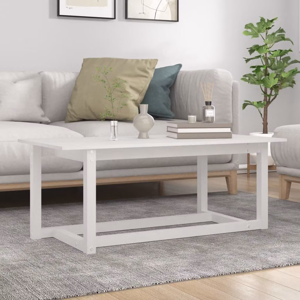 Maison Exclusive - Tavolino bianco 110x55x45 cm in legno massello di pino