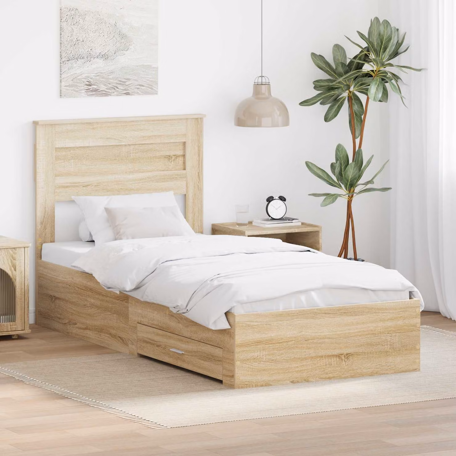 Struttura del letto con cassetti vidaXL in Rovere Sonoma e Argento L 190 x P 75 x H 100 cm