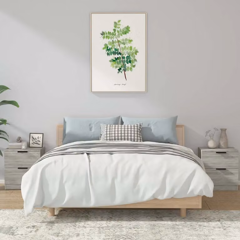 Set di 2 comodini sospesi vidaXL in legno multistrato color grigio Sonoma con finitura opaca per camera da letto