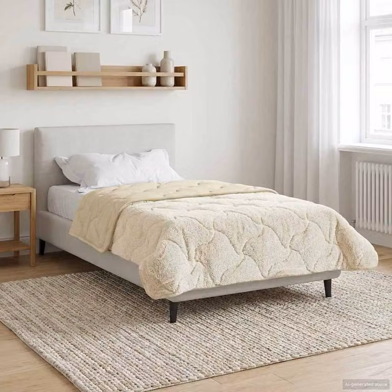 Piumone Completo Annuale Trapuntato vidaXL in Microfibra Reversibile Beige L 135 x P 220 cm