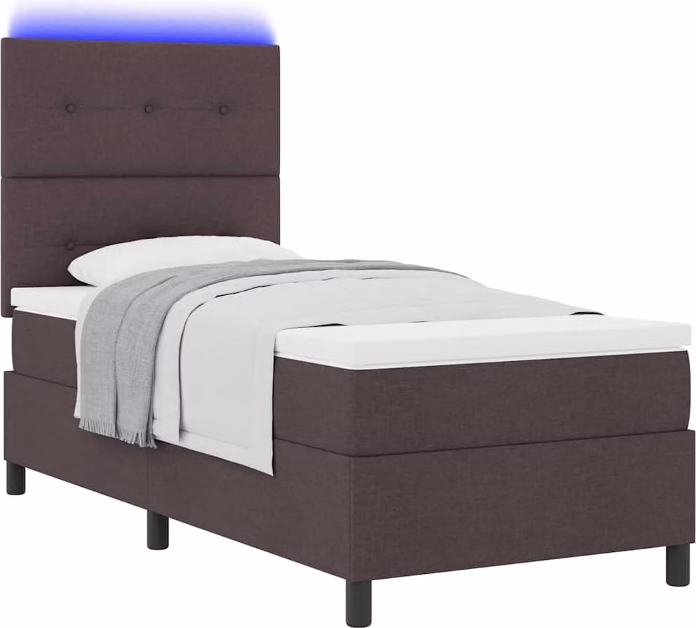 Letto a molle con testiera marrone scuro 100 x 200 cm in tessuto