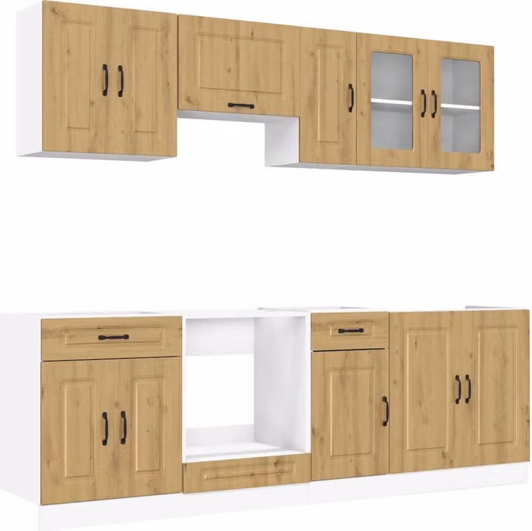 Set Mobili da Cucina 8 pz Kalmar Rovere Artigianale Truciolato