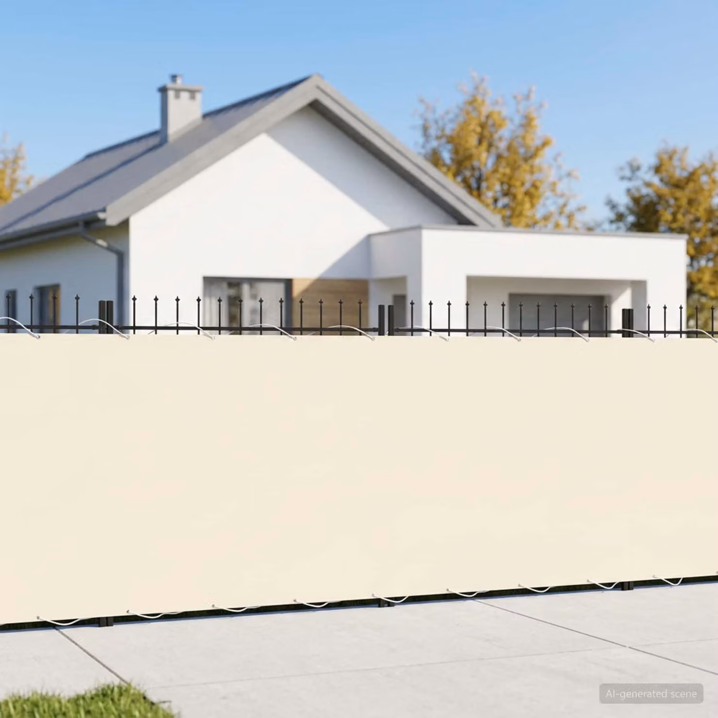 Schermo di privacy per balcone vidaXL in poliestere beige, L: 180 cm, H: 300 cm