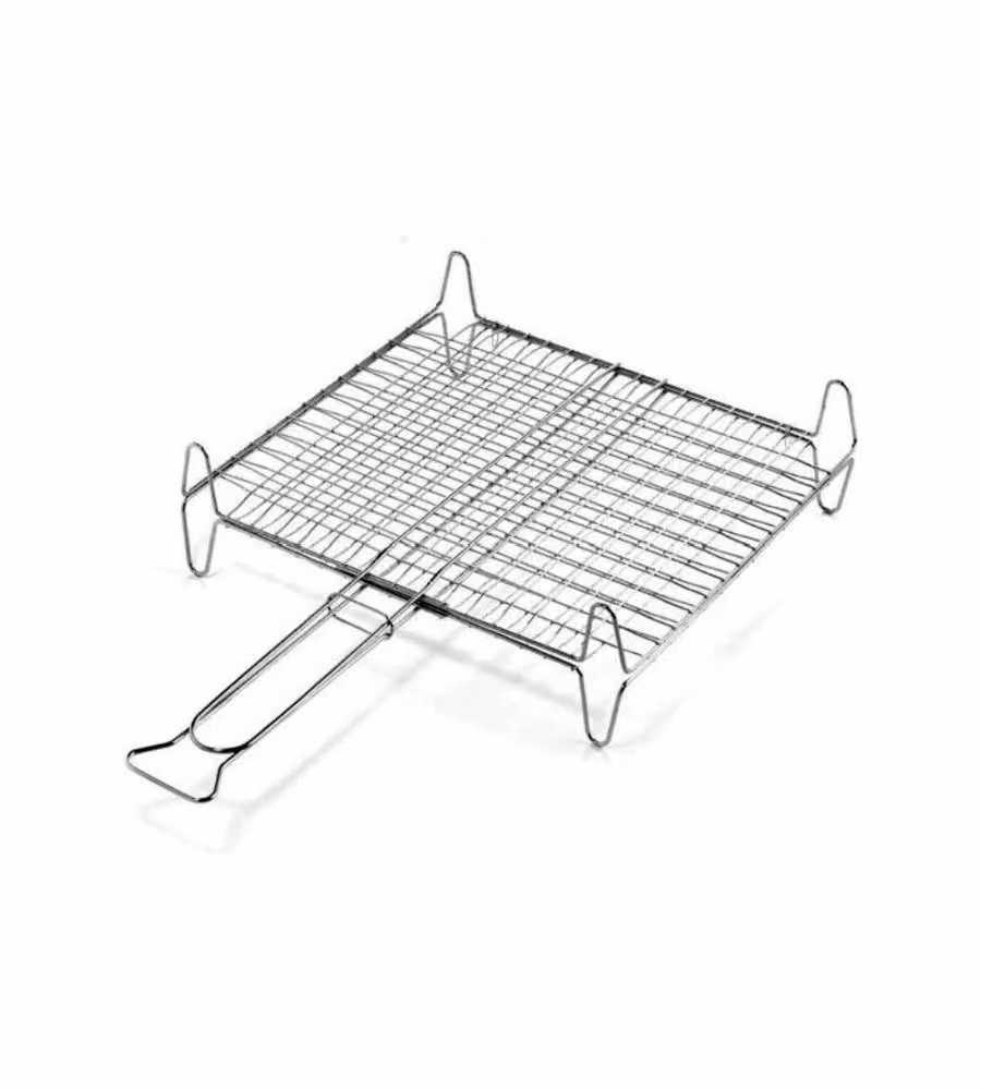 Graticola Incrociata Bombata con Piedi per Barbecue - 27x37 cm