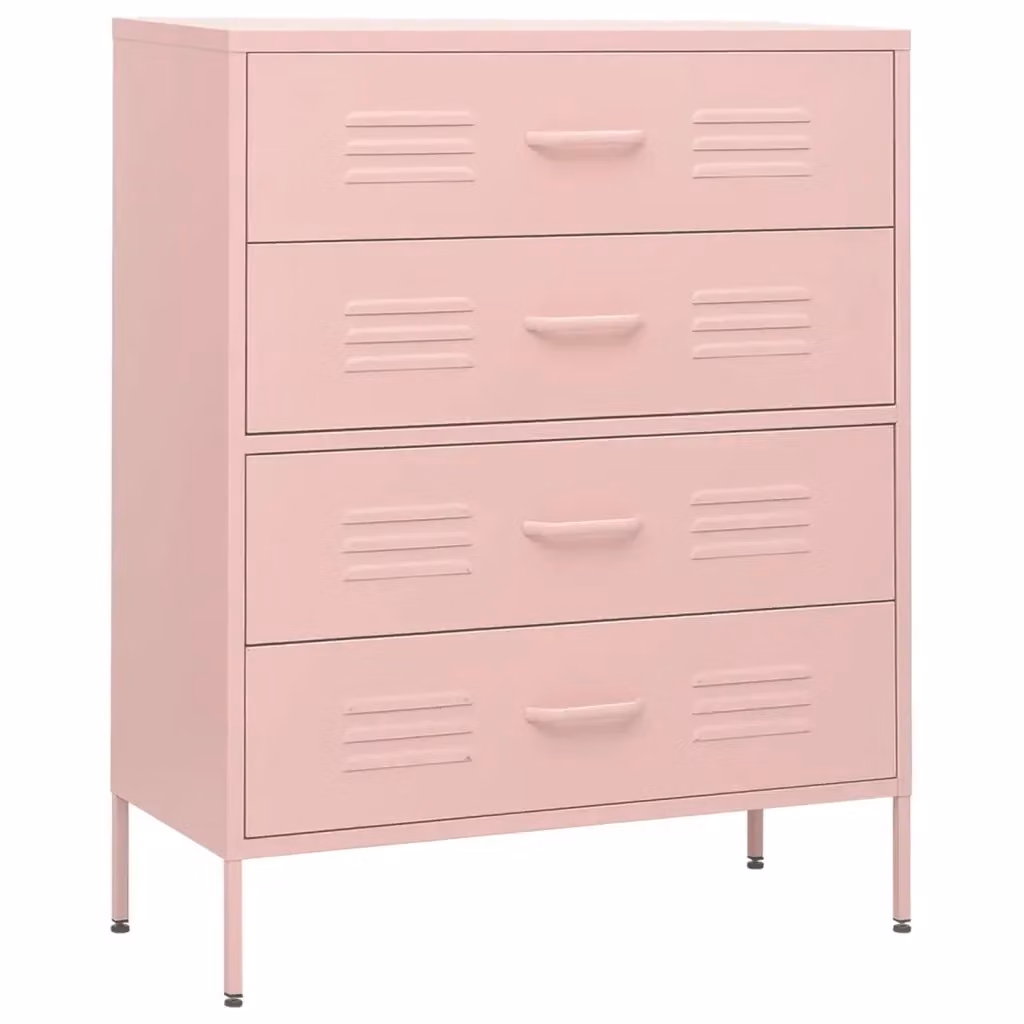 Cassettiera vidaXL in acciaio rosa con finitura opaca L: 80 cm, P: 35 cm, H: 101,5 cm – 2