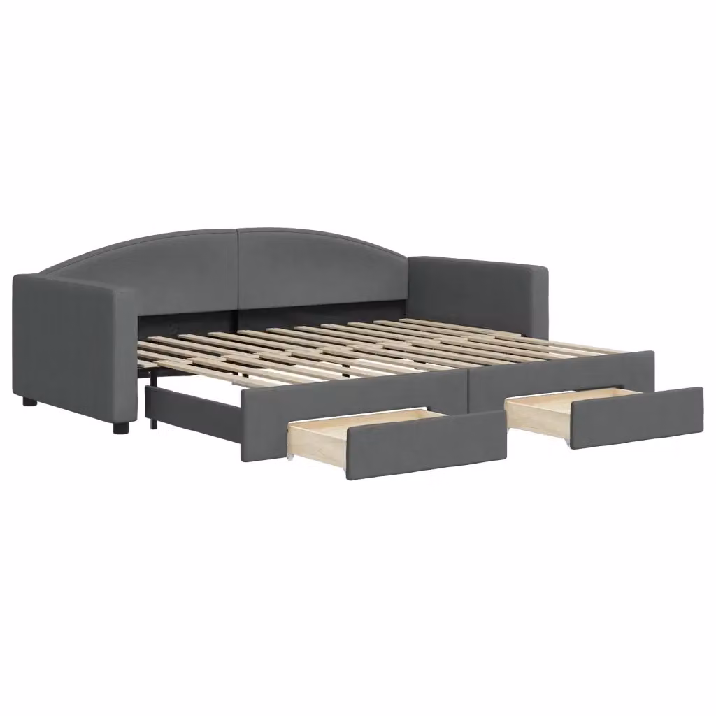 Divano Letto Estraibile con Cassetti vidaXL in Tessuto Grigio per Soggiorno e Camera da Letto L/P/H: 223 x 90 x 75 cm – 2