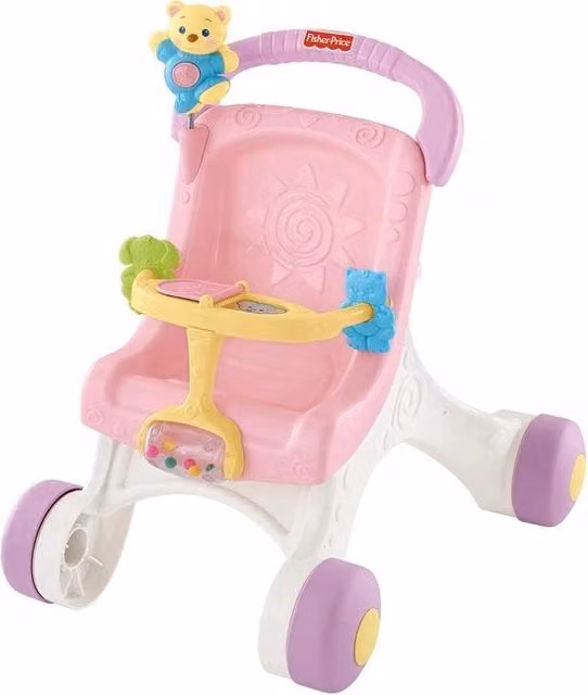 Deambulatore per bambini Doctor Care rosa con tema animali e social per gioco e primi passi