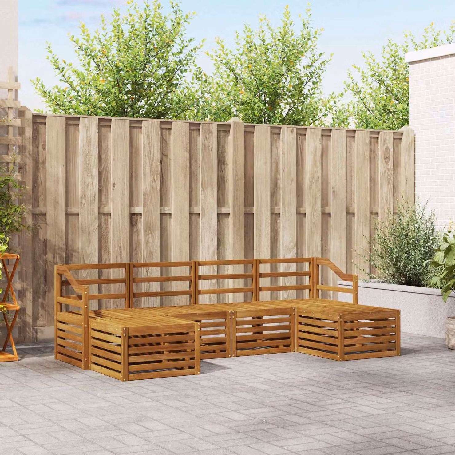 Set di divani da esterno vidaXL 6 pz in legno di acacia marrone con cuscini inclusi per giardino e terrazza