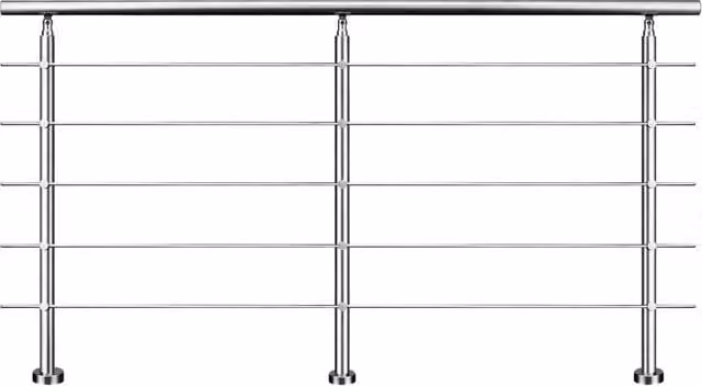 Ringhiera Balaustra con Corrimano Aica Italy in Acciaio Inox Spazzolato Argento per Interni ed Esterni, L: 220 cm, H: 106 cm