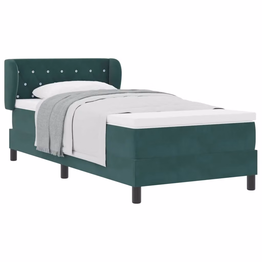 Letto a molle con testiera in velluto verde vidaXL L/P: 90 x 200 cm – 2