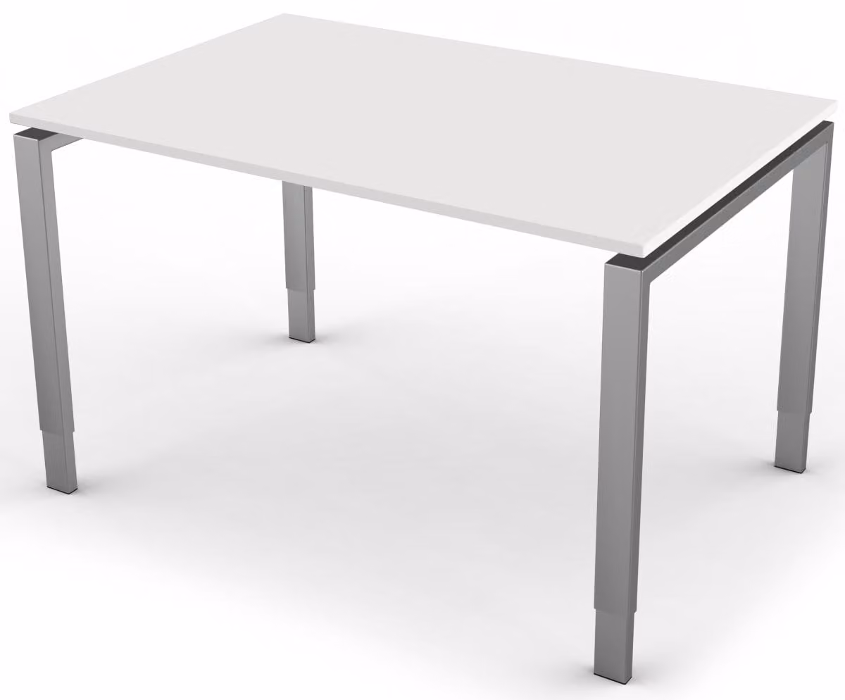 Scrivania Form 5, regolabile in altezza manualmente, bianca, dimensioni piano d'appoggio: 120 x 80 cm