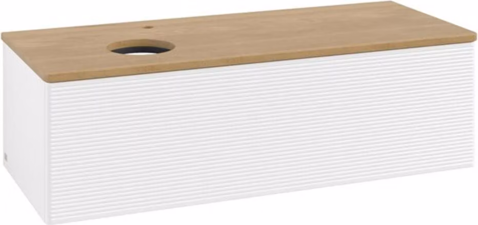 V&B Mobiletto con struttura frontale, con illuminazione Antao 120x36x50cm, HL, WBP hon. Oa, wh. m Lac
