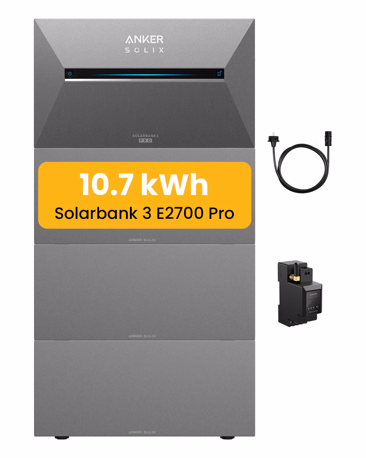 Powerness®Centrale elettrica da balcone con accumulo 10,7 kWh, Anker SOLIX Solarbank 3 E2700 Pro con batteria BP2700x3 incl. contatore intelligente Anker per centrale elettrica da balcone
