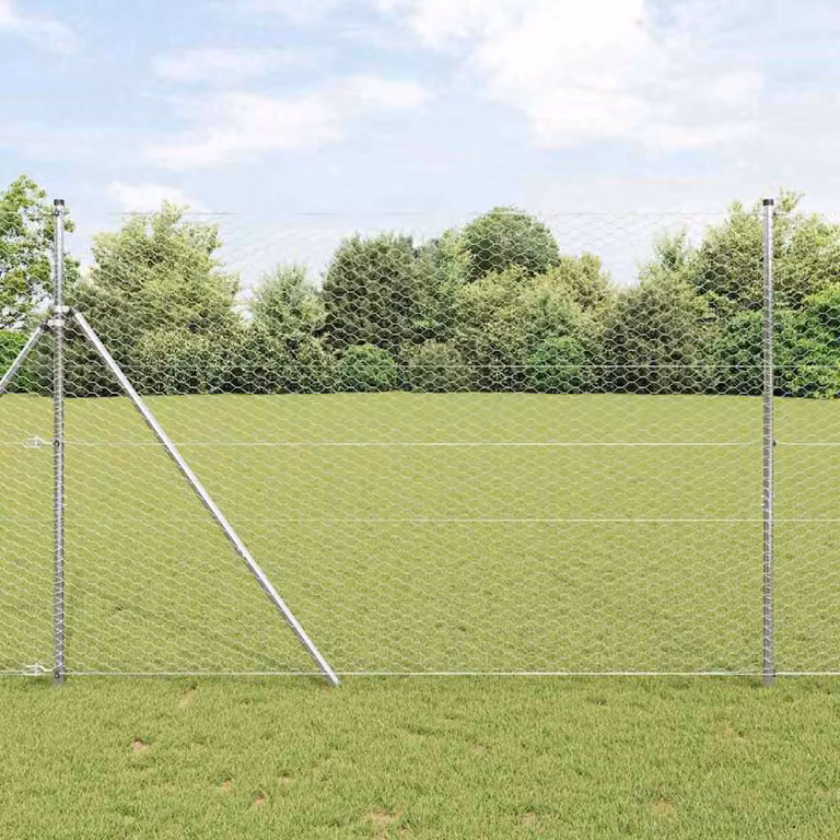 Maison Exclusive - Recinzione a maglia esagonale, 1,5 x 100 metri, acciaio zincato, colore argento