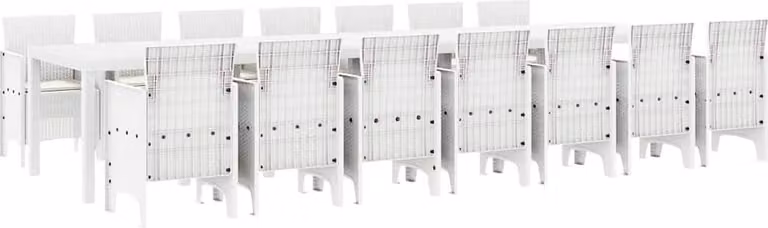 Set da pranzo da giardino con cuscini 15 pcs Bianco PP