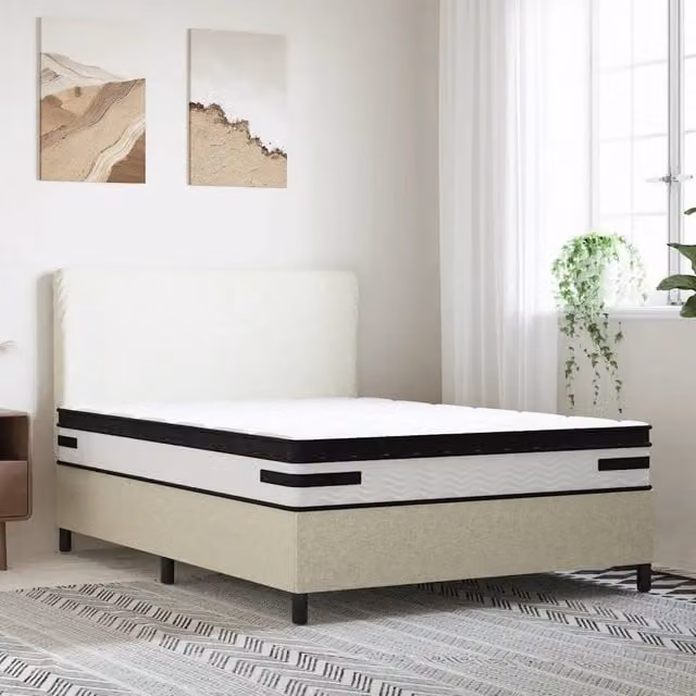 Materasso a Molle Insacchettate vidaXL Bianco e Nero L: 140 cm, P: 190 cm, H: 33 cm