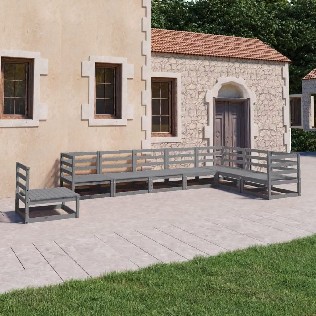 Maison Exclusive - Set Divani da Giardino 8 pz Grigi in Legno Massello di Pino