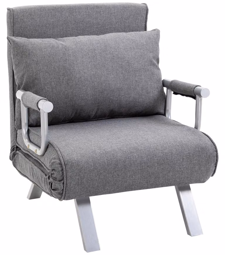 Divano 3-in-1 pieghevole - Divano letto - Divano regolabile - Letto singolo - Tessuto di lino color grigio chiaro - Design compatto