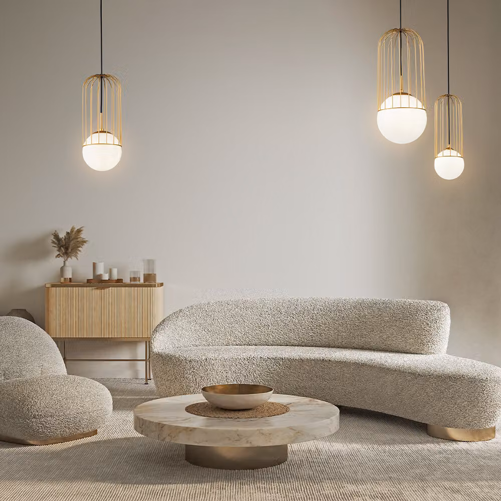 Lampada a sospensione Maytoni Telford con sfera in vetro dorata, 1 luce, lampadina G9 da 25 W, IP20