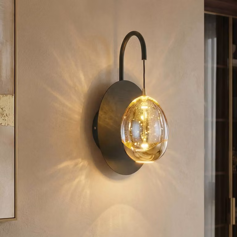 HighLight Applique da parete a LED Golden Egg, dimmerabile, Crema / Ambra, Soggiorno / Sala da pranzo, Vetro, Moderno, Applique a LED