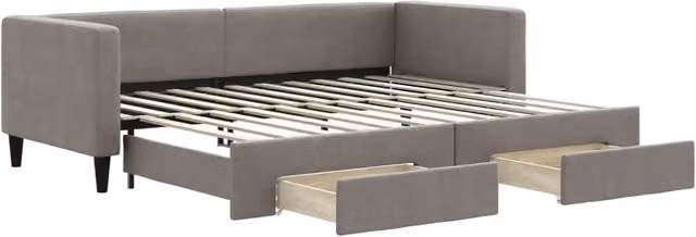 Divano letto | Sof¨¤ letto | Letto singolo Estraibile con Cassetti Tortora 80x200 cm Tessuto
