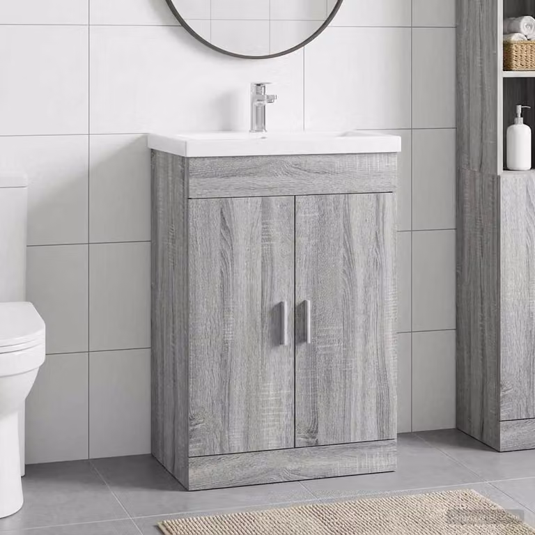 Mobiletto da bagno sotto lavabo vidaXL moderno in MDF grigio lucido