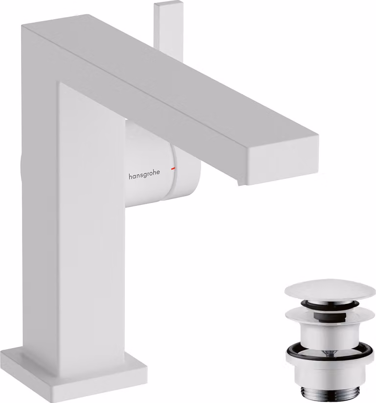 Mitigeur monocommande de lavabo hansgrohe Tecturis E Fine 110, portée 155 mm, garniture d'écoulement PUSH, CoolStart, EcoSmart+, 73020700, 73020700