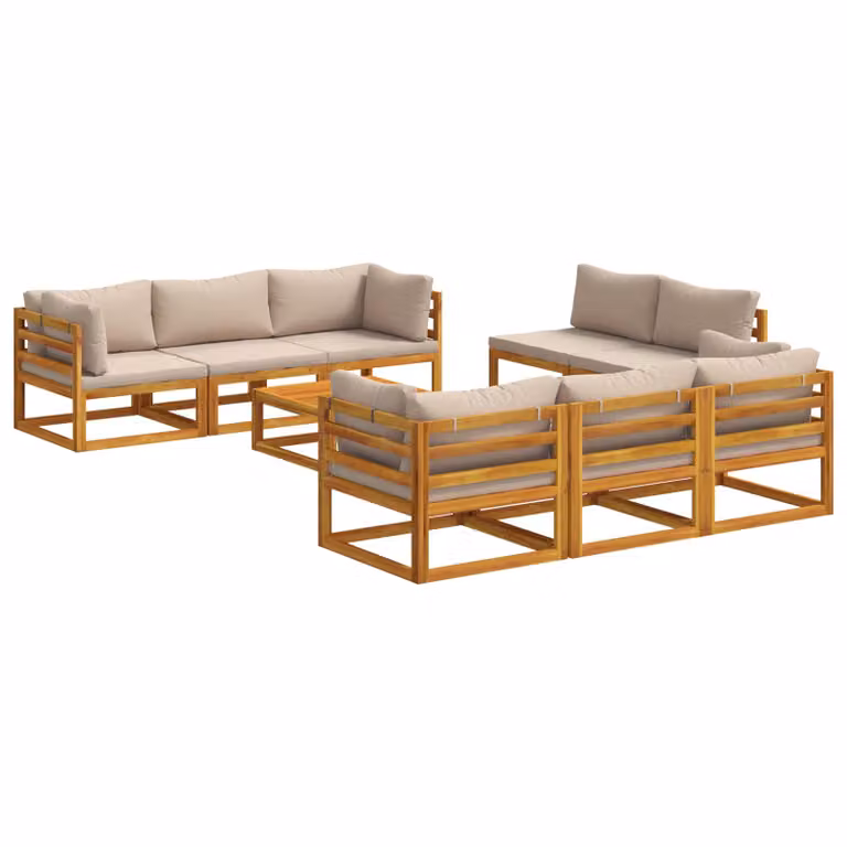 Set Salotto da Giardino Componibile vidaXL in Legno di Acacia Naturale, 9 Pezzi