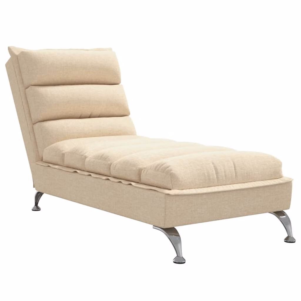 Chaise longue con cuscino in tessuto crema