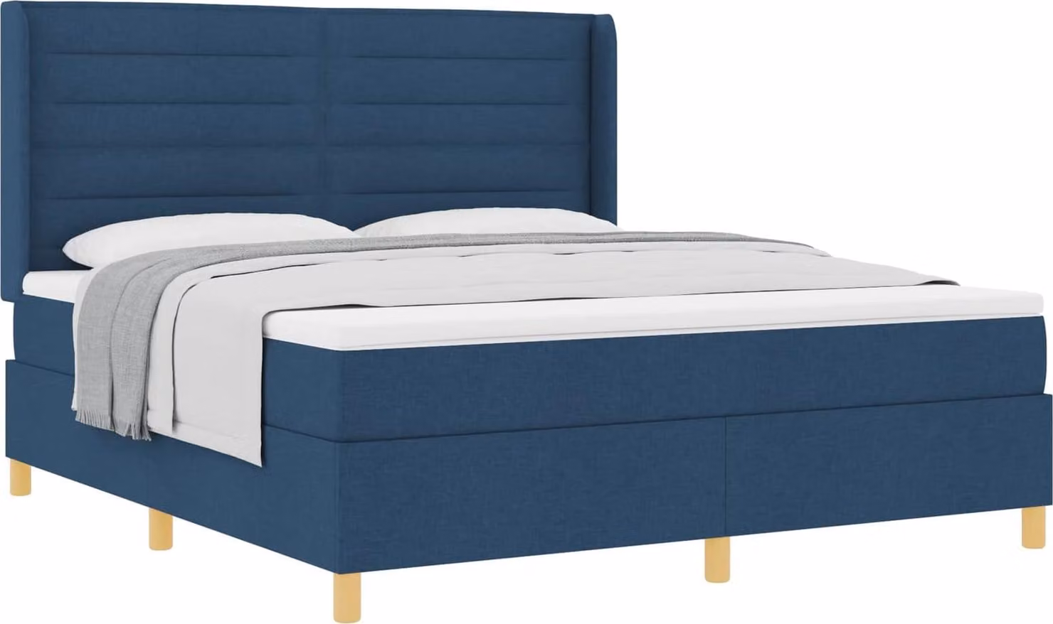 Letto a molle con materasso Blu 180 x 200 cm Tessuto