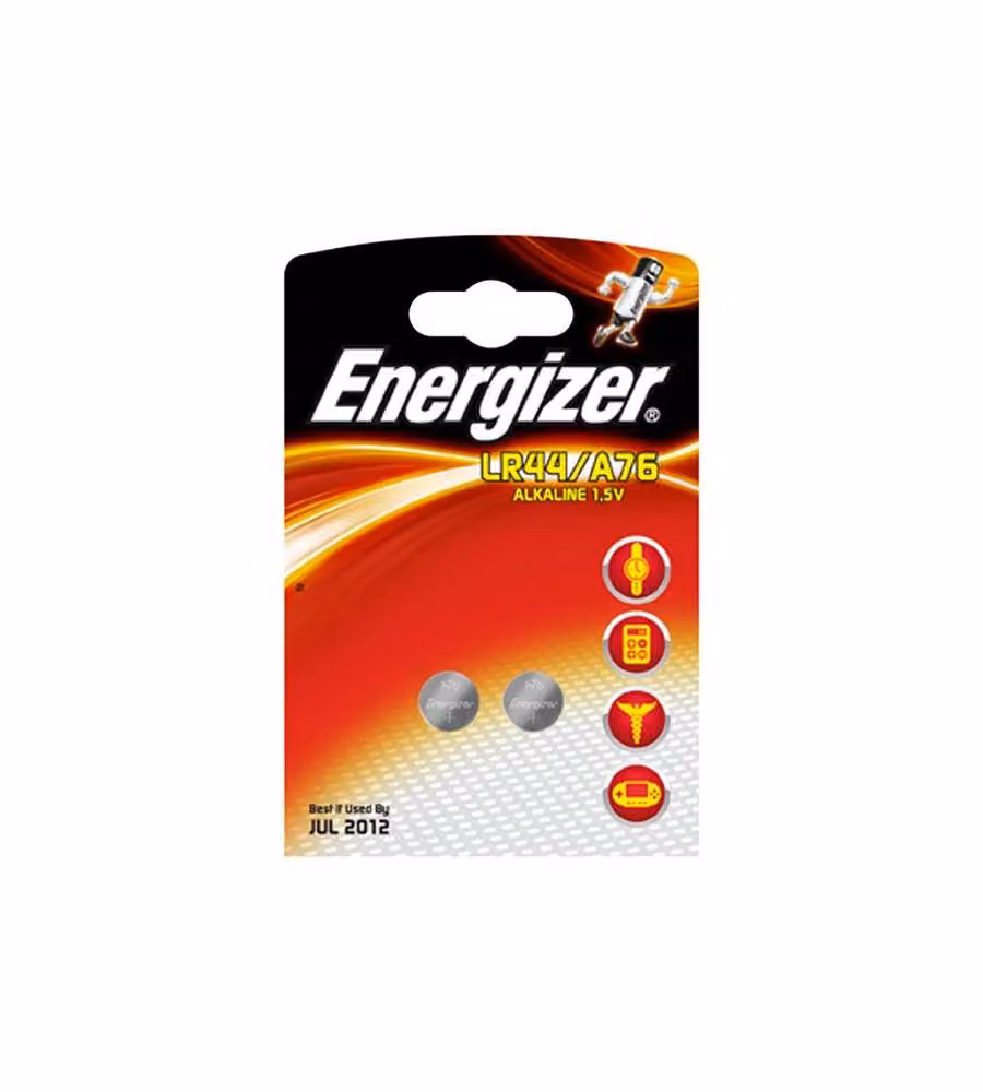 Pila a bottone alcalina Energizer LR44/A76, confezione da 2 pezzi, argento – 2