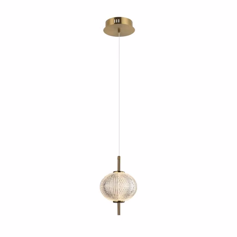 Lampada a sospensione decorativa per il soggiorno sopra il tavolo in ottone, gingillo decorativo in vetro di colore caldo LED 5W LAZIE Italux