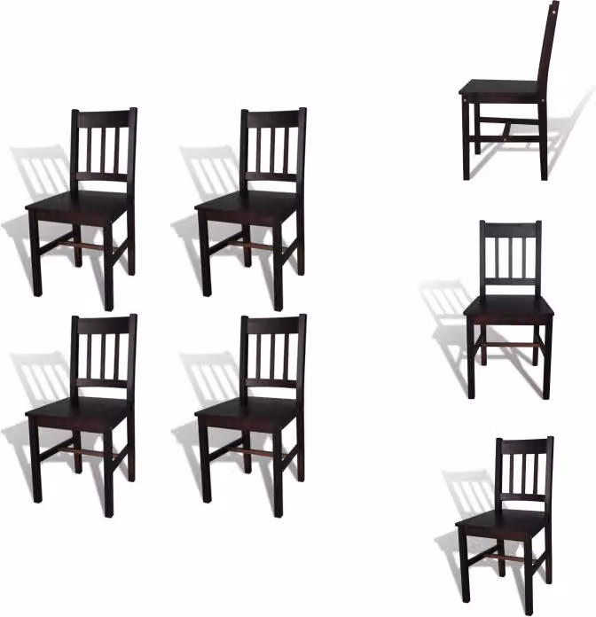 vidaXL Sedie da pranzo 4 pz. Legno di pino marrone scuro - Sedie da pranzo