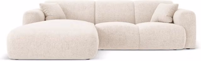 Divano angolare sinistro Nolio Cosmopolitan Design a 4 posti in ciniglia beige chiaro L 260 x P 72 x H 76 cm – 1