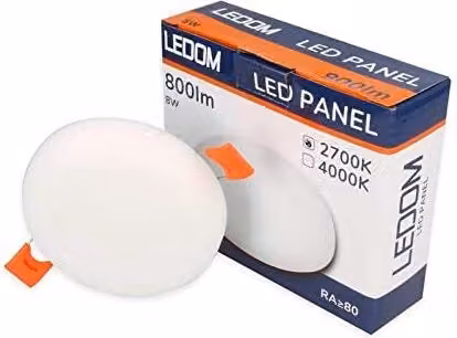 20 LEDOM Illuminazione a pannello LED senza cornice Spot da incasso 8W, diametro 90 mm 800lm, 2700K Bianco caldo Plafoniera rotonda