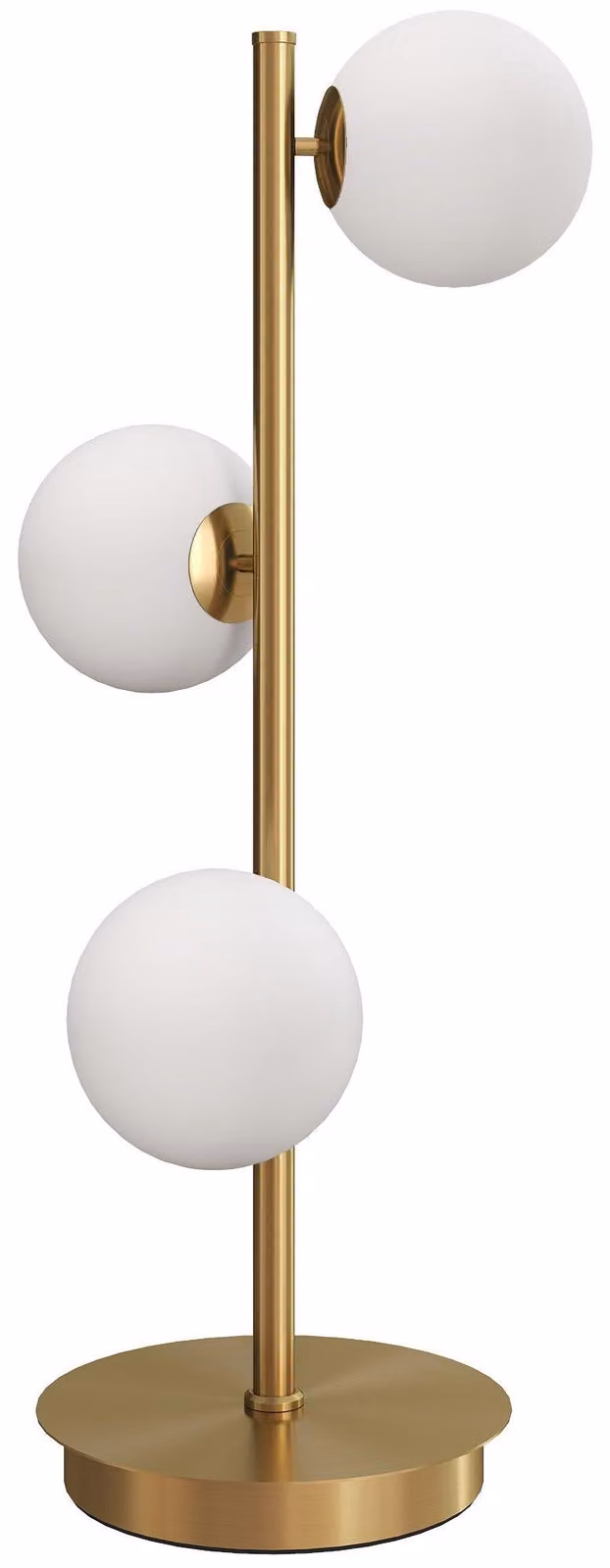 Lampada da tavolo con base dorata e 3 lampadine bianche | Colore: bianco e oro | Dimensioni: 24x24x53 cm