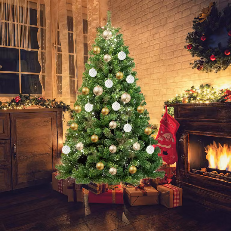 Albero di Natale artificiale Ikodm, 210 cm, verde, con 950 punte di rami, realizzato in PVC e dotato di supporto in metallo