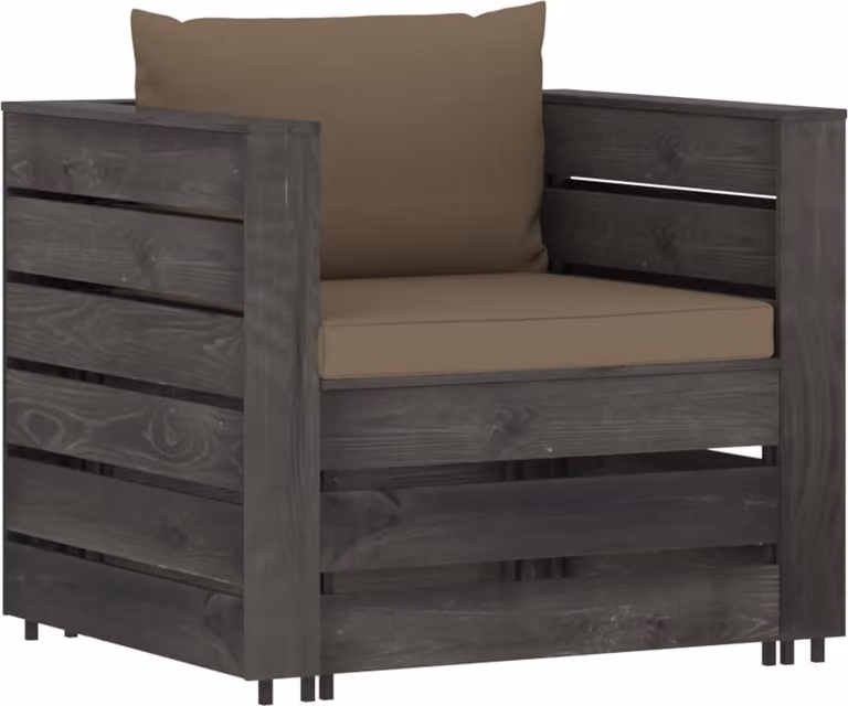 set da giardino 2 pezzi con cuscini Legno impregnato grigio
