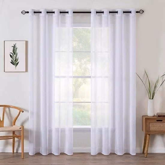 Voile trasparente per tende con anelli morbidi per camera da letto e soggiorno - 2 pannelli 140 x 240 cm bianco